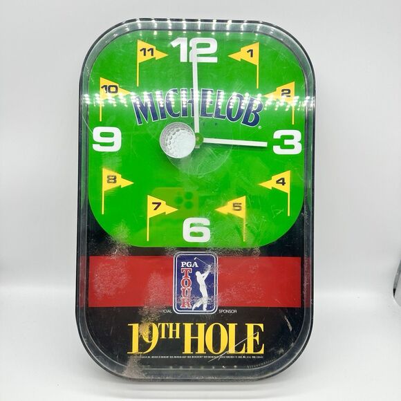 ORIGINAL MICHELOB PGA TOUR 19TH HOLE WALL CLOCK*1994 TESTED - Picture 1 of 5